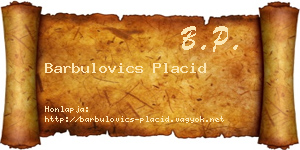 Barbulovics Placid névjegykártya